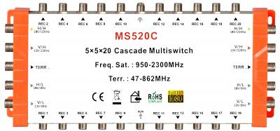 5x20 satellite multi-switch, Cascade multiswitch