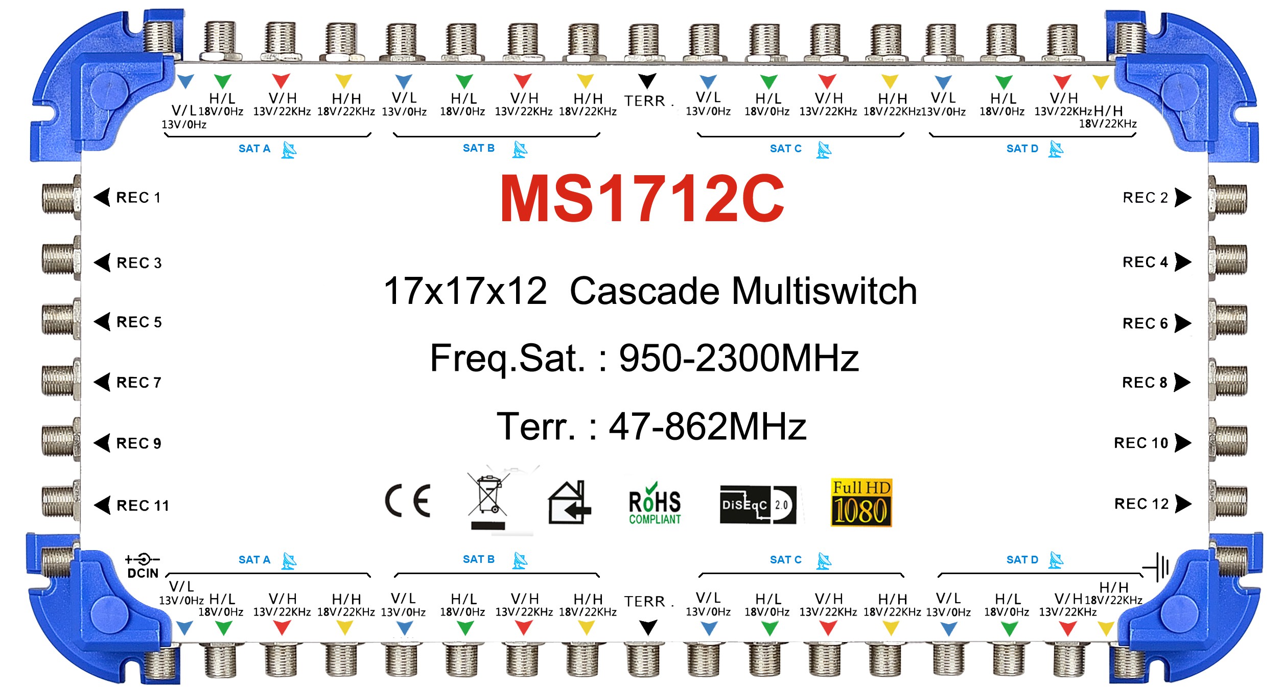 17x12 satellite multi-switch, Cascade multiswitch