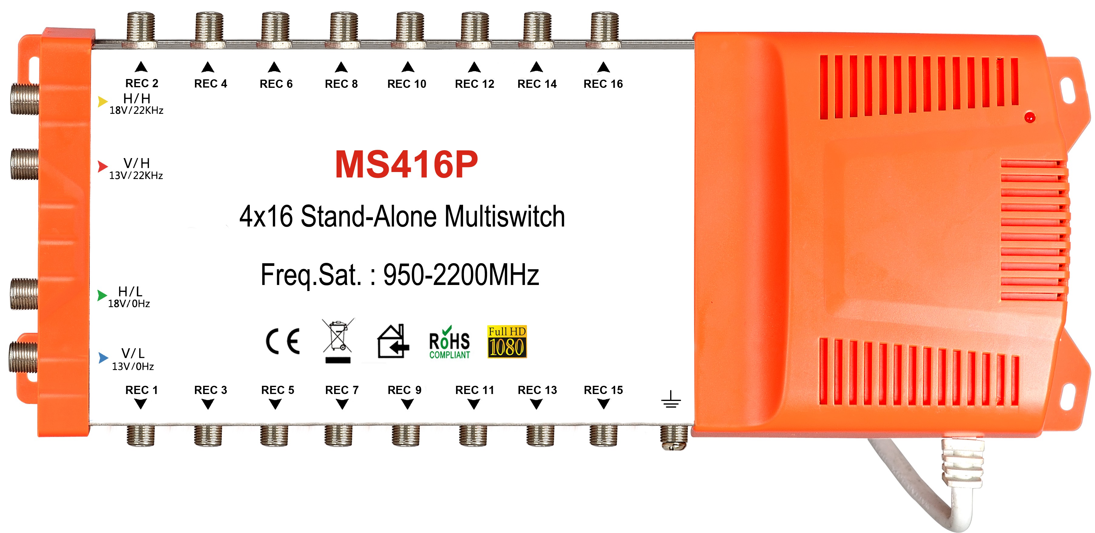 4x16 satellite multi-switch, Stand-Alone multiswitch, with power supply