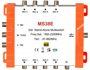 3x8 satellite multi-switch, Stand-Alone multiswitch