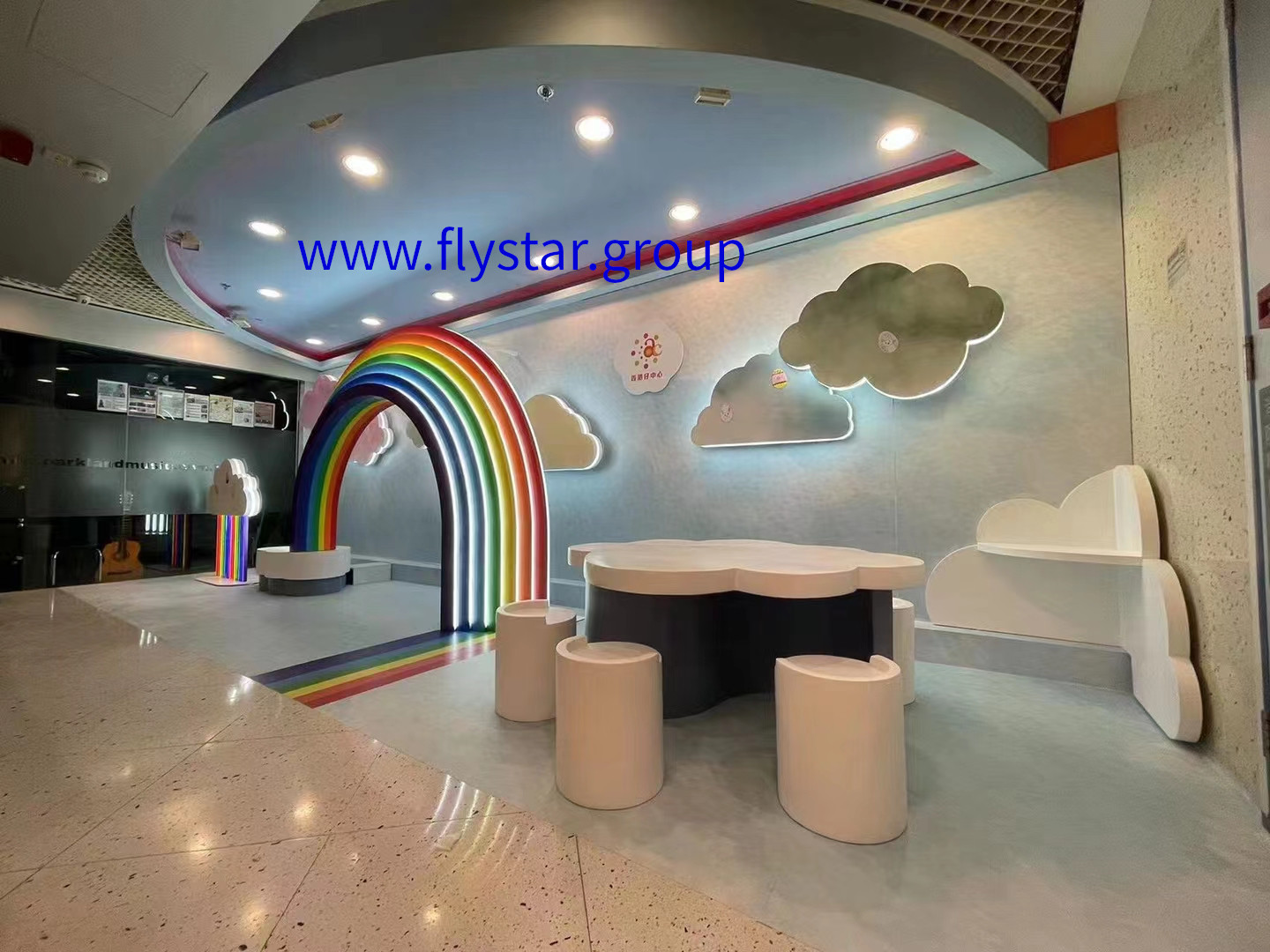 Glass Fibre Reinforced Plastics (GFRP) Products decoration commercial art display rainbow front desk center