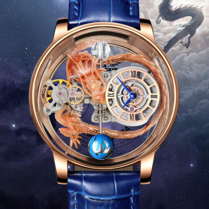 The Art of Time Golden Dragon Series Tourbillon Time Running Watch 6532/6539