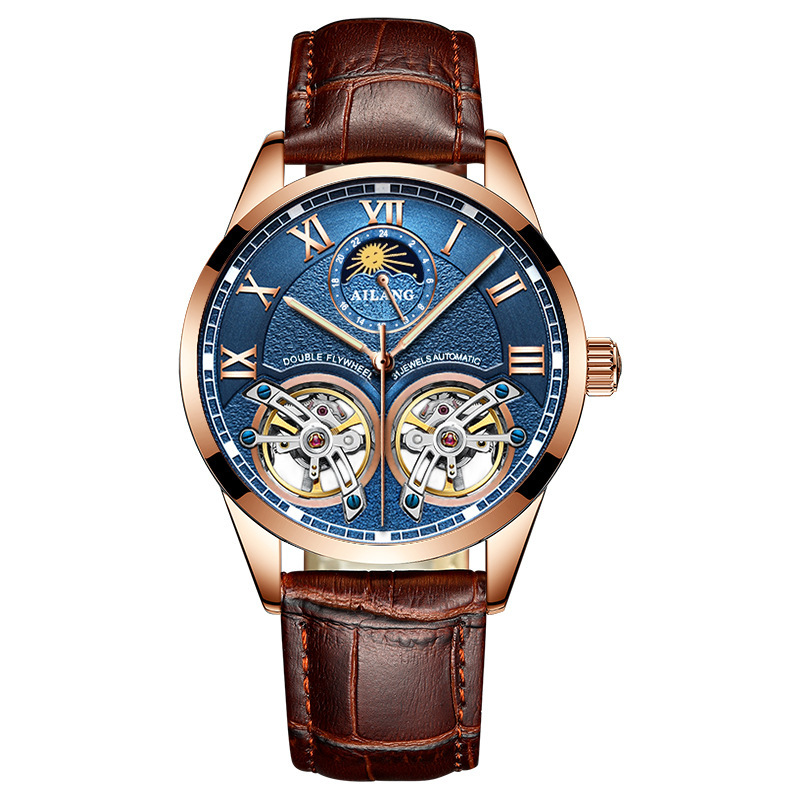 Ailang Genuine real tourbillon Men's Watch Double Flying Wheel ultra-thin ten famous brand hollow New Swiss Fully Automatic Mechanical Watch 8822B