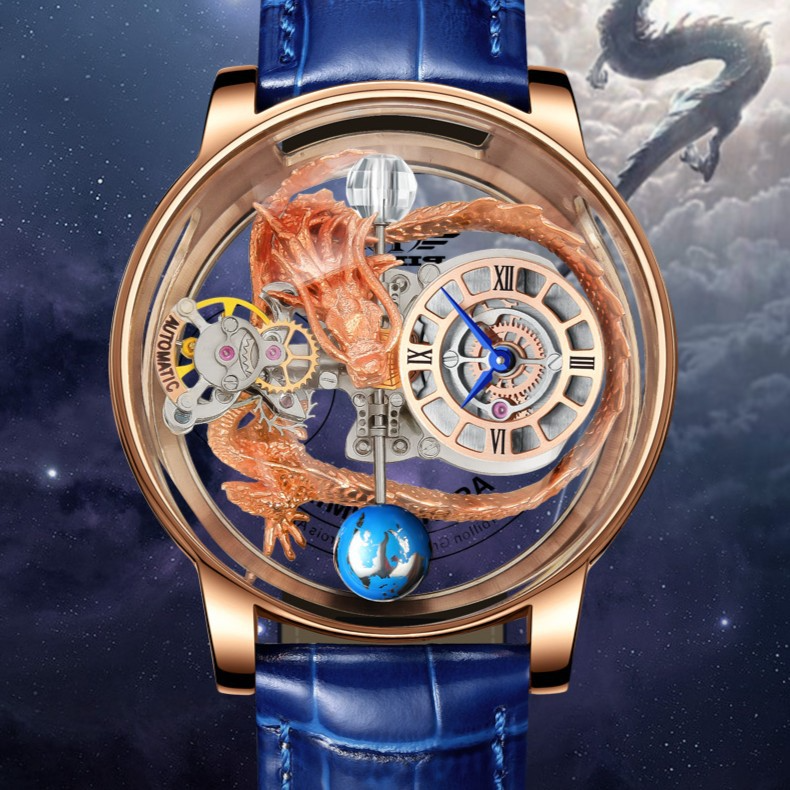 The Art of Time Golden Dragon Series Tourbillon Time Running Watch 6532/6539