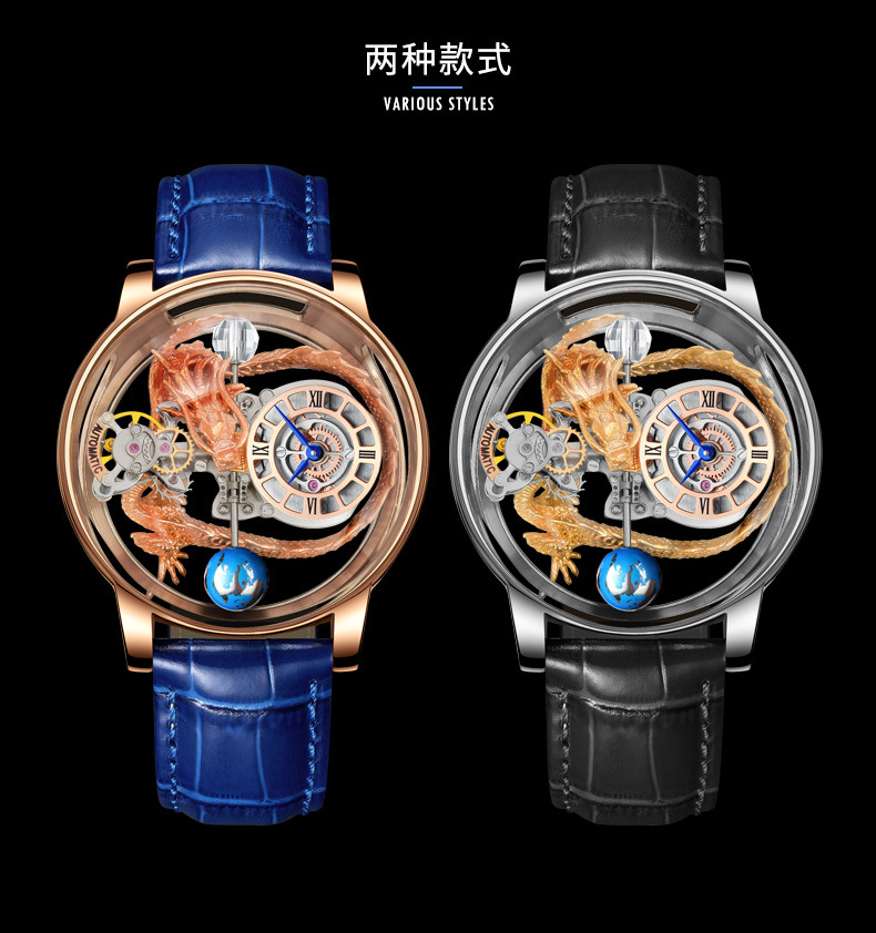 The Art of Time Golden Dragon Series Tourbillon Time Running Watch 6532/6539