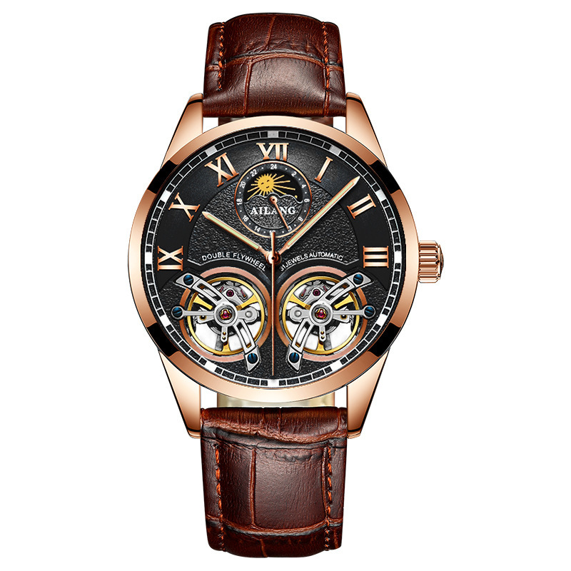 Ailang Genuine real tourbillon Men's Watch Double Flying Wheel ultra-thin ten famous brand hollow New Swiss Fully Automatic Mechanical Watch 8822B