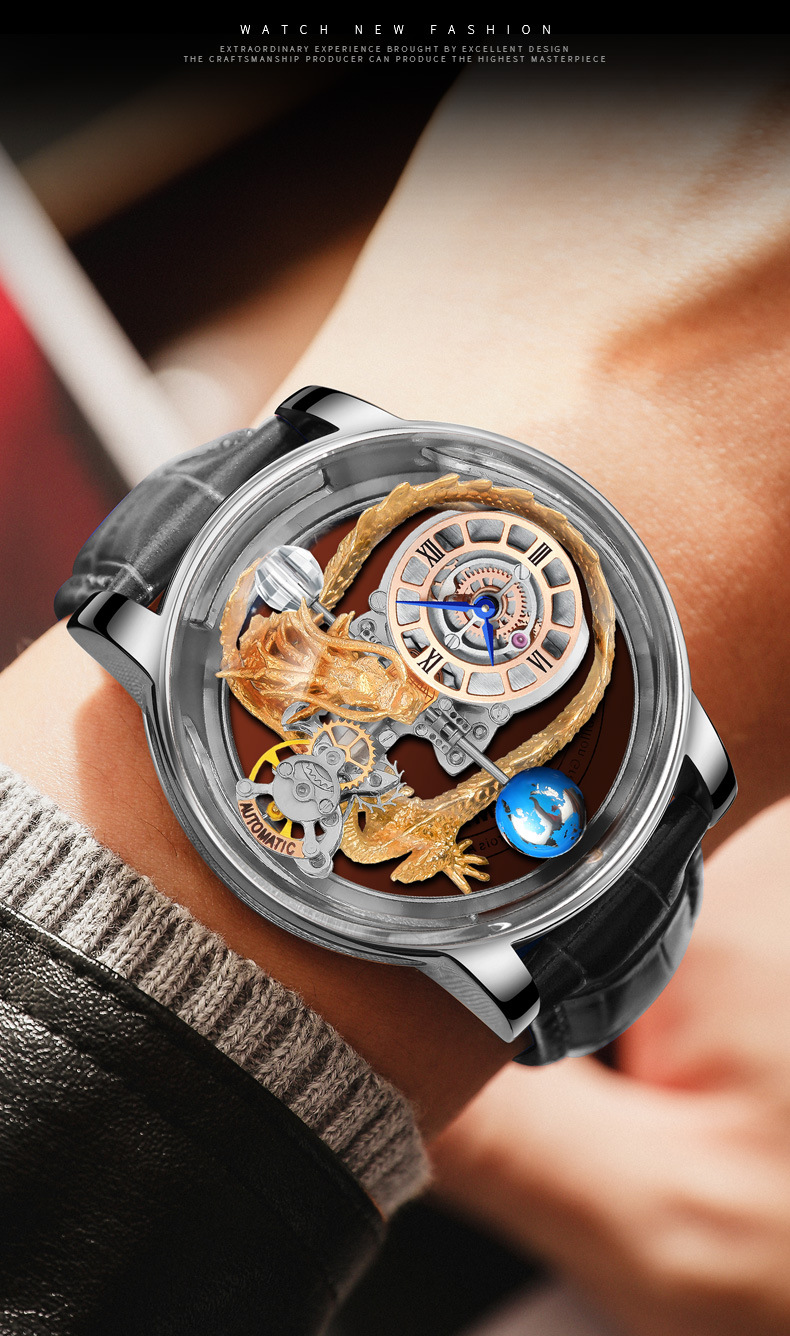 The Art of Time Golden Dragon Series Tourbillon Time Running Watch 6532/6539